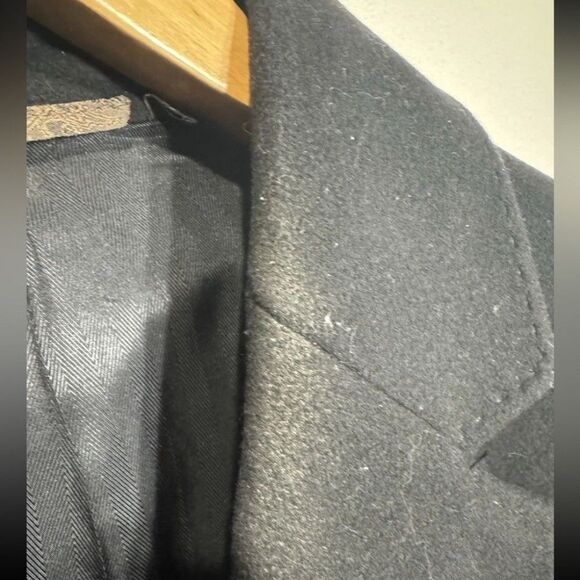Joseph Abboud Men's Black Wool Cashmere Blend  Overcoat Topcoat Peacoat Size 46R - Picture 5 of 12